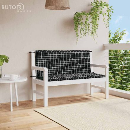 vidaXL 2 db fekete kockás szövet kerti padpárna 120 x 50 x 7 cm