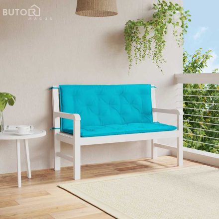 vidaXL 2 db türkizkék szövet kerti padpárna 120 x 50 x 7 cm