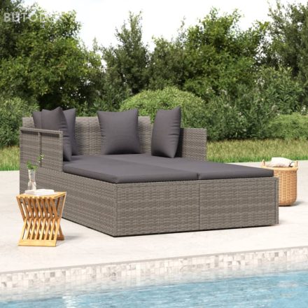 vidaXL szürke polyrattan napozóágy párnával 182 x 118 x 63 cm