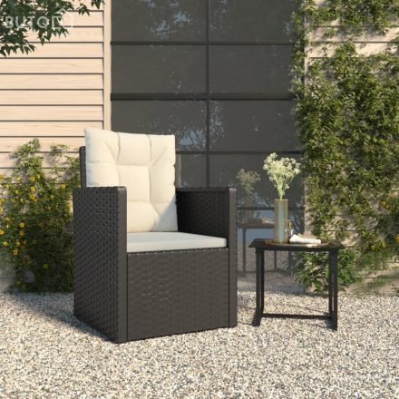 vidaXL fekete polyrattan kerti fotel párnákkal