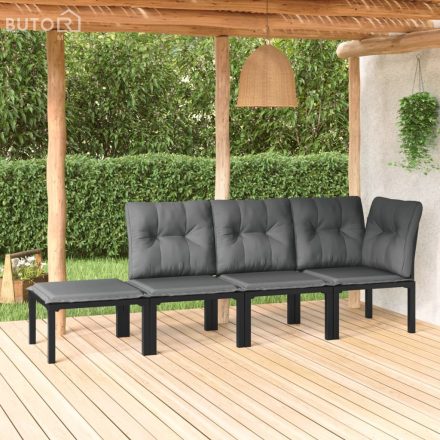 vidaXL 4 részes fekete és szürke polyrattan kerti ülőgarnitúra