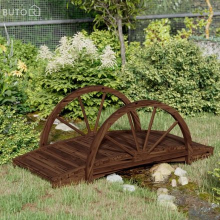 vidaXL tömör fenyőfa kerti híd félkör kerekekkel 99 x 50 x 38 cm