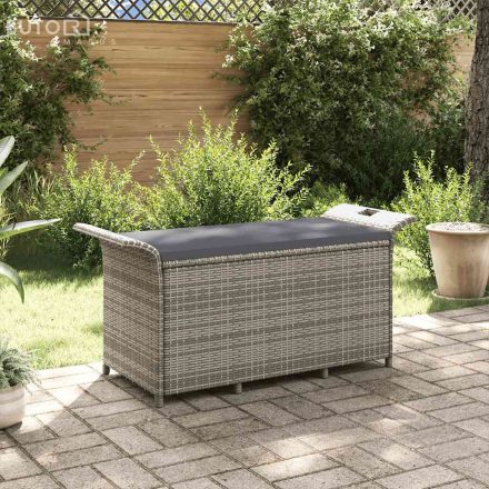 vidaXL barna polyrattan kerti pad párnával 116 x 46 x 57 cm