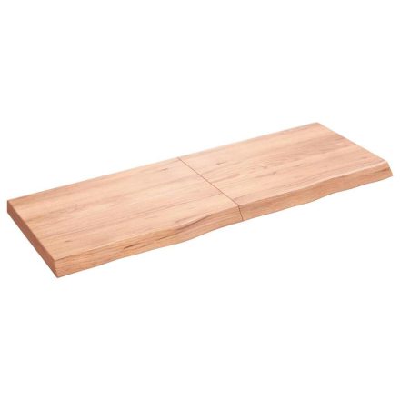 vidaXL világosbarna kezelt tömör tölgyfa fali polc 140 x 50 x (2-6) cm