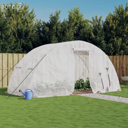 vidaXL fehér acélvázas melegház 10 m² 5 x 2 x 2,3 m