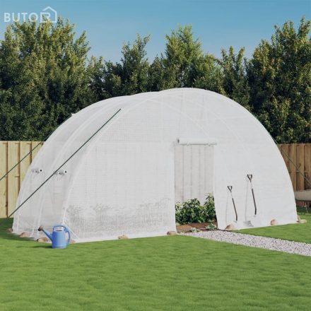 vidaXL fehér acélvázas melegház 12 m² 6 x 2 x 2,85 m