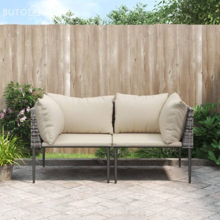 vidaXL 2 db szürke polyrattan kerti sarokkanapé párnával