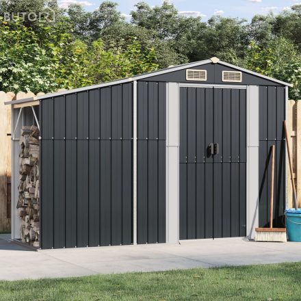 vidaXL antracitszürke horganyzott acél kerti fészer 277x93x179 cm