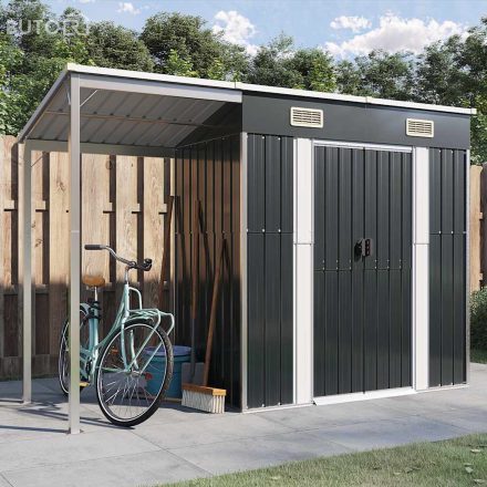 vidaXL antracitszürke fészer meghosszabbított tetővel 277x107x181 cm