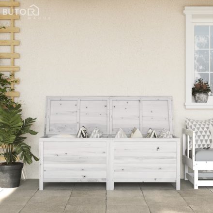 vidaXL fehér tömör fenyőfa kerti tárolóláda 150x50x56,5 cm