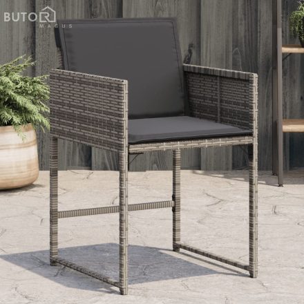 vidaXL 4 db szürke polyrattan kerti szék párnával