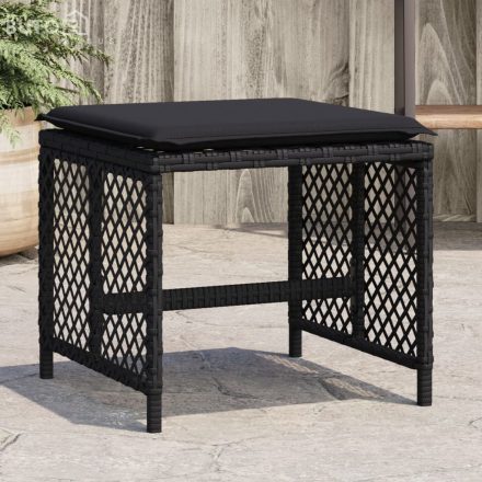 vidaXL 4 db fekete polyrattan kerti szék párnával 41 x 41 x 36 cm