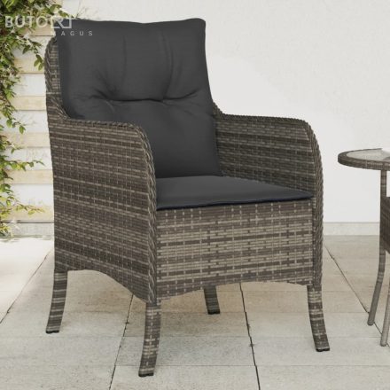 vidaXL 2 db szürke polyrattan kerti szék párnával