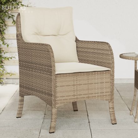 vidaXL 2 db bézs polyrattan kerti szék párnával