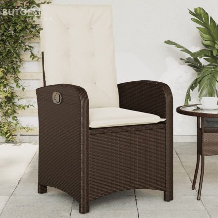 vidaXL barna polyrattan dönthető kerti szék párnákkal