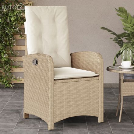 vidaXL bézs polyrattan dönthető kerti szék párnákkal