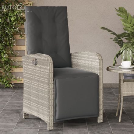 vidaXL világosszürke polyrattan dönthető kerti szék lábtartóval