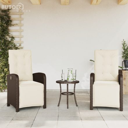 vidaXL 2 db barna polyrattan dönthető kerti szék lábtartóval