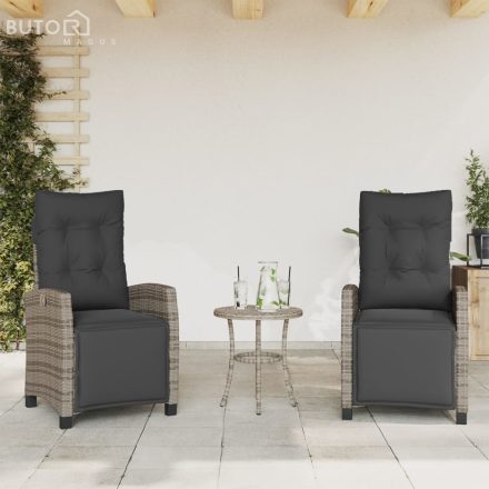 vidaXL 2 db szürke polyrattan dönthető kerti szék lábtartóval