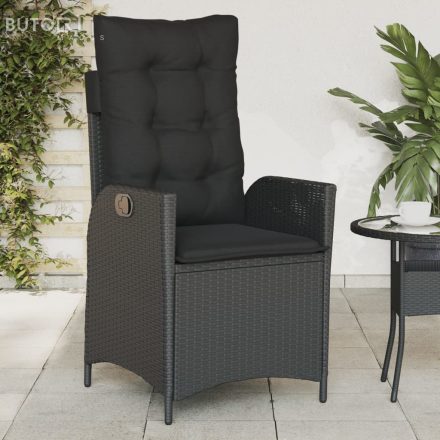 vidaXL fekete polyrattan dönthető kerti szék párnával