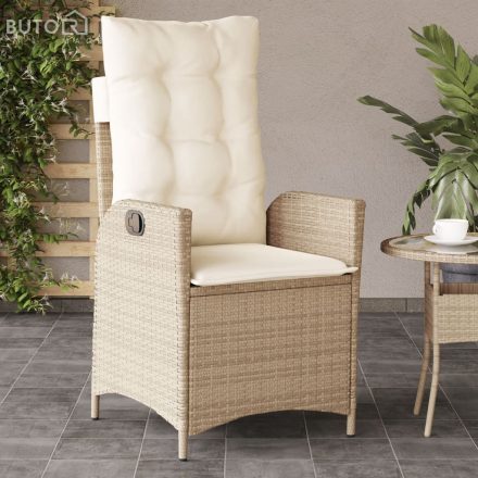 vidaXL bézs polyrattan dönthető kerti szék párnákkal