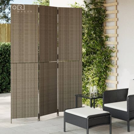 vidaXL szürke 3-paneles polyrattan térelválasztó
