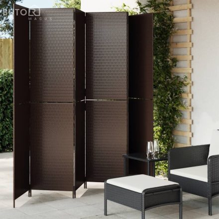 vidaXL barna 6-paneles polyrattan térelválasztó