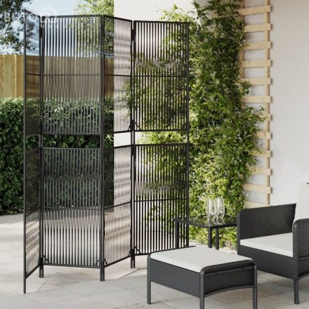 vidaXL fekete 4 paneles polyrattan térelválasztó