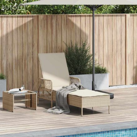 vidaXL Napozóágy Bézs és krém színű PE Rattan 157 x 55 x 92 cm