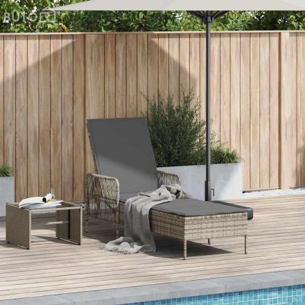 vidaXL Napágy Világosszürke PE rattan 157 x 55 x 92 cm Összecsukható