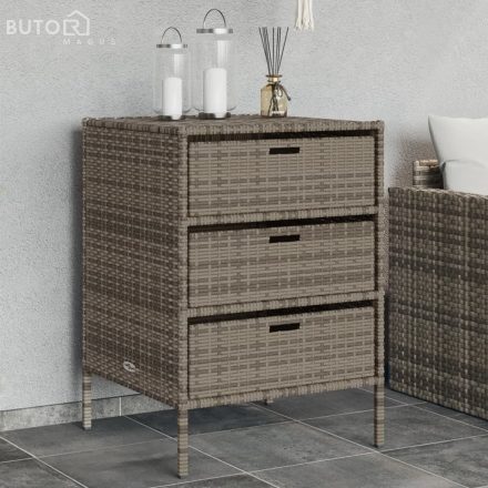 vidaXL szürke polyrattan kerti tárolószekrény 55 x 59 x 80 cm
