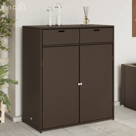 vidaXL barna polyrattan kerti tárolószekrény 105 x 55 x 113 cm