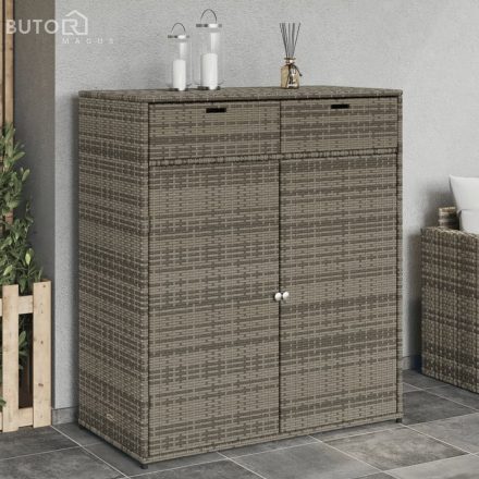 vidaXL szürke polyrattan kerti tárolószekrény 105 x 55 x 113 cm