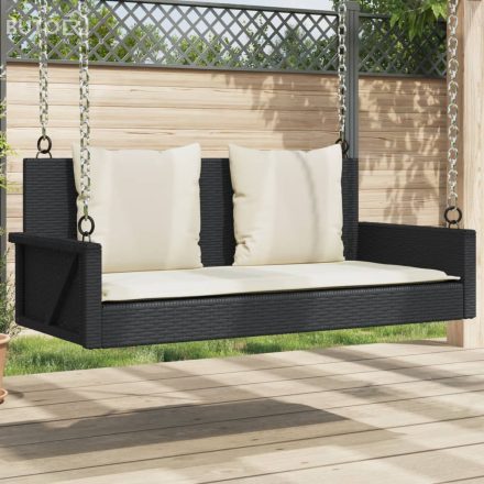 vidaXL fekete polyrattan hintapad párnával 119 x 56 x 48 cm