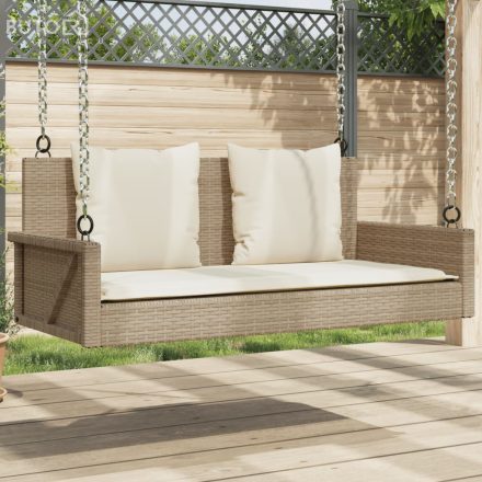 vidaXL bézs polyrattan hintapad párnával 119 x 56 x 48 cm