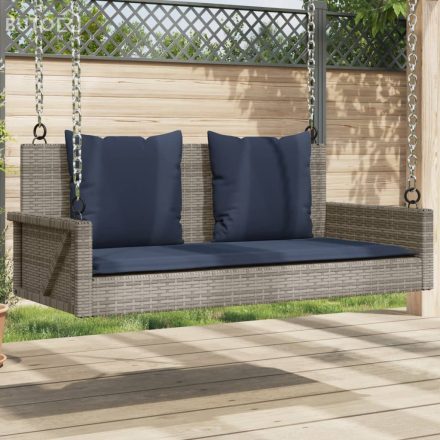 vidaXL szürke polyrattan hintapad párnákkal 119 x 56 x 48 cm