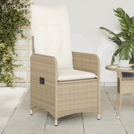 vidaXL bézs polyrattan dönthető kerti szék párnákkal