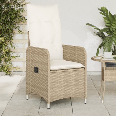 vidaXL 2 db bézs polyrattan dönthető kerti szék párnákkal
