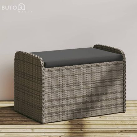 vidaXL szürke polyrattan tárolópad párnával 80 x 51 x 52 cm