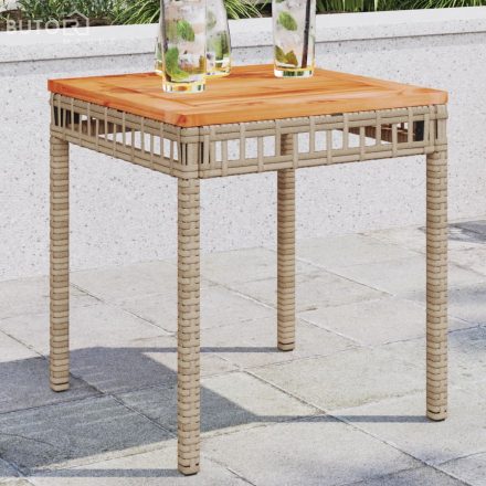 vidaXL vegyes bézs polyrattan és akácfa kerti asztal 38 x 38 x 42 cm