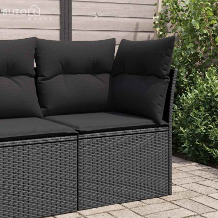 vidaXL fekete polyrattan kerti sarokkanapé párnával