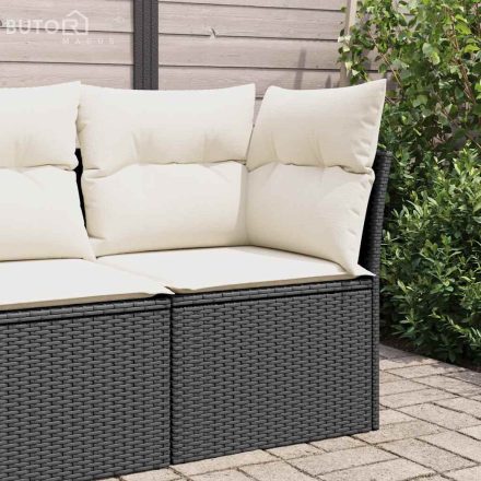 vidaXL fekete polyrattan kerti sarokkanapé párnával