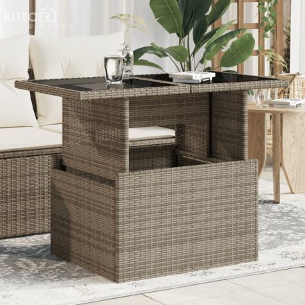vidaXL szürke polyrattan üveglapos kerti asztal 100x55x73 cm