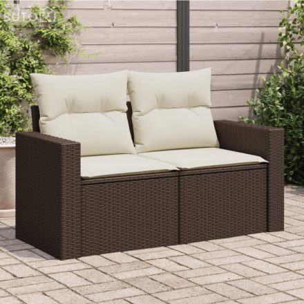 vidaXL 2 személyes barna polyrattan kerti kanapé párnával