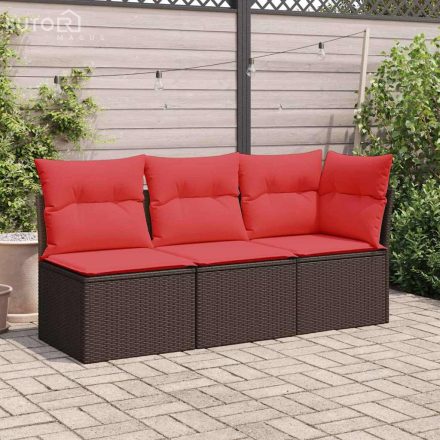 vidaXL barna polyrattan kerti kanapé karfa nélkül párnákkal
