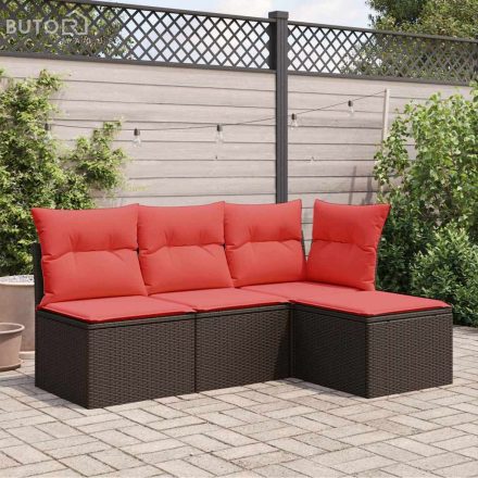 vidaXL barna polyrattan kerti ülőke párnával 55 x 55 x 37 cm