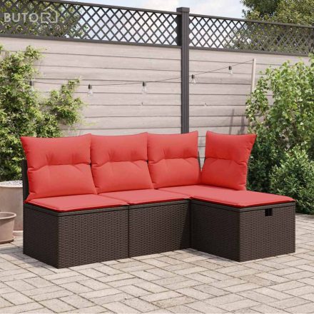 vidaXL barna polyrattan kerti ülőke párnával 55 x 55 x 37 cm