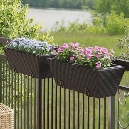 vidaXL 2 db fekete polyrattan növénytartó horoggal