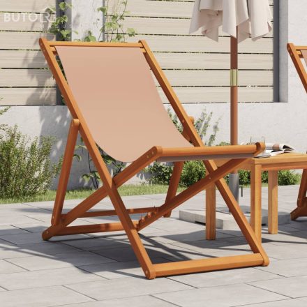 vidaXL tópszínű tömör eukaliptuszfa és szövet összecsukható strandszék
