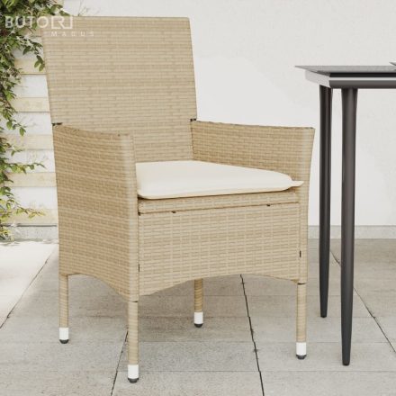 vidaXL 2 db bézs polyrattan kerti szék párnával